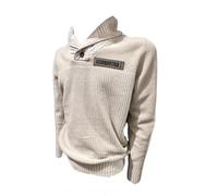 Aeronautica Militare Maglione MA1574 Collo a Scialle in ciniglia, da Uomo, Felpa, Cardigan (IT, Testo, L, Regular, Regular, 73104 Beige Chiaro)