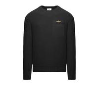 Aeronautica Militare Maglione MA1586 Girocollo, da Uomo, Misto Lana Stone Washed, Felpa, Maglia (IT, Testo, XL, Regular, Regular, 34300 Jet Black)