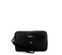Aeronautica Militare pochette con tracolla e polsiera uomo vera pelle nero