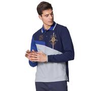 Aeronautica Militare Polo P1822 in Jersey, Frecce Tricolori, da Uomo, Maglia, Camicia, Manica Lunga (IT, Testo, XXL, Regular, Regular, 94563 Blu-Blu Royal-Grigio)