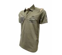 Aeronautica Militare Polo PO1860 da Uomo in Piquet, Maglia, t-Shirt, Maglietta, 155°Gruppo Pantere Nere (IT, Testo, L, Regular, Regular, 07293 Military Olive)