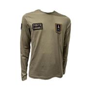 Aeronautica Militare t-Shirt TS2317 con Patch Frecce Tricolori da Uomo, Maglia, Camicia, Polo, Manica Lunga (IT, Testo, XXL, Regular, Regular, Verde Militare)