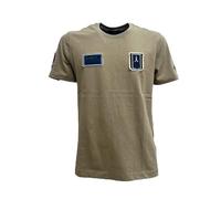 Aeronautica Militare T-Shirt Uomo TS2411 Tshirt Frecce Tricolori con Patch in Denim (IT, Testo, M, Regular, Regular, Sabbia)
