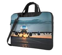 Aeroplano nella Luce di Sera Stampa Borsa Protettiva Del Computer Versatile Borse Computer Case Morbido Donne Uomini Unico, Nero, 15.6 inch