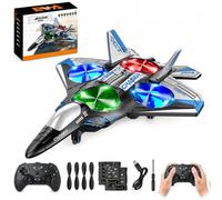 Aeroplano telecomandato, 2,4 Ghz, aereo telecomandato con luce fredda (blu) | EVA RC Aeroplano, RC Aeroplano con Stunt Roll, Hover ad altezza fissa, Aerei RC per principianti