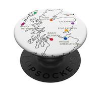 Aeroporti scozzesi, mappa illustrata degli aeroporti immaginari PopSockets PopGrip Adesivo