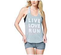 Aeropostale Donne Live Love Run Canotta Racerback, Grigio, Junior, Media
