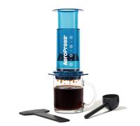 AeroPress Clear Blue Coffee Press, French Press tutto in uno, macchina da caffè manuale stile espresso e pour-over, infusione in 2 minuti, piccola macchina portatile da viaggio e campeggio