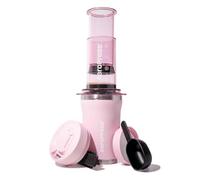 AeroPress Go Plus, piccola macchina da caffè portatile per viaggi e campeggio, metodo di preparazione 3 in 1 combina pressa francese, pourover, espresso, caffè corposo senza amarezza (rosa)