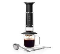AeroPress Premium Coffee Press, macchina per caffè in vetro, acciaio inox e alluminio, French Press all-in-one e macchina manuale espresso/pour-over, infusione 2 min per meno amarezza, Nero