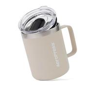 AeroPress Travel Coffee Mug con Manico - Tazza da Viaggio in Acciaio Inox a Doppia Parete Isolata Sottovuoto con Coperchio Scorrevole Anti-Schizzi - 12 oz, Crema - Lavabile in Lavastoviglie
