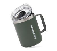 AeroPress Travel Coffee Mug con Manico - Tazza da Viaggio in Acciaio Inox Doppia Parete Isolata Sottovuoto con Coperchio Scorrevole Anti-Schizzi - 12 oz, Verde - Lavabile in Lavastoviglie