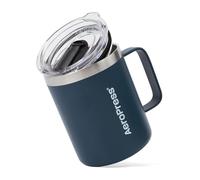 AeroPress Travel Coffee Mug con Manico - Tazza da Viaggio in Acciaio Inox Doppia Parete Isolata Sottovuoto con Coperchio Scorrevole Anti-Schizzi - 12 oz, Blu - Lavabile in Lavastoviglie