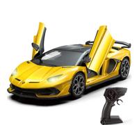 AEROQUEST 1:14 Lamborghini, auto telecomandata, 2,4 GHz, con licenza ufficiale Lamborghini RC auto con telecomando e faro per ragazzi e ragazze, regalo di compleanno, giallo