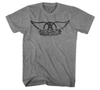 Aerosmith - Logo Nero - Classici Americani - T-Shirt Grigia Heather Manica Corta