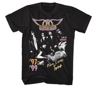 Aerosmith - Nine Vive Tour - American Classici - Solido Nero Adulto Manica Corta