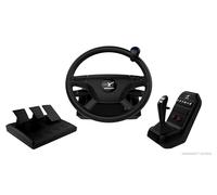 Aerosoft Truck & Bus Wheel System - Volante professionale con Force Feedback per simulazioni di camion e autobus su PC con pedaliera a 3 pedali e leva del cambio realistica