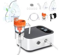 Aerosol Portatile Silenzioso con LED Display Inalatori elettrici per Adulti Bambini Nebulizzatore A Compressore Inalatore Boccaglio E 2 Maschera Velocità di Atomizzazione Regolabile (Grigio + Bianco)