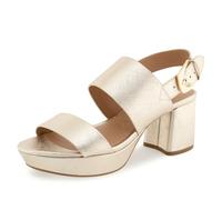 Aerosoles Camilia, Sandali con Tacco Donna, Ecopelle Testurizzata Oro Metallizzato, 38 EU Larga