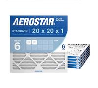 Aerostar 20 x 20 x 1 MERV 6 filtro aria pieghettato, filtro aria forno AC, confezione da 6 (dimensioni effettive: 19 3/4 "x 19 3/4" x 3/4")