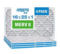 Aerostar Clean House 16 x 25 x 1 MERV 8 Filtro Air Pleated Made in the USA, confezione da 4, bianco