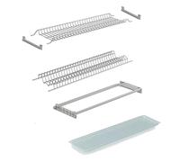 AERREGI KIT SCOLAPIATTI IN METALLO CON TELAIO CON VASCHETTA RACCOGLIGOCCE E DUE SUPPORTI DI FISSAGGIO LATERALE | SCOLAPIATTI IN METALLO GRIGIO DI ALTA QUALITA' | LUNGHEZZA 56cm PER PENSILI DA 60cm