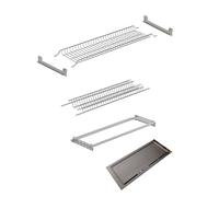 AERREGI SET SCOLAPIATTI COMPLETO DI TELAIO E VASCHETTA RACCOGLIEGOCCE IN ACCIAIO INOX | KIT SCOLAPIATTI IN ACCIAIO INOX 76cm PER PENSILI DA 80cm | PRODOTTO MADE IN ITALY |
