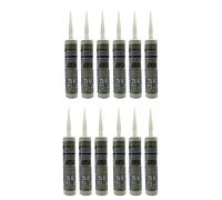 AERREGI Silicone Acrilico bianco, Set da 1, 12 o 24 Pezzi con cartuccia da 310 ml per applicazioni su muri, Adesivo muro elastico e verniciabile(12)