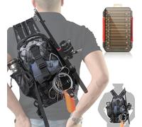 Aertiavty Compact Fishing Tackle Bag with Tackle Box and Rod Holder - Outdoor Sport Fishing Backpack (Black, Small)