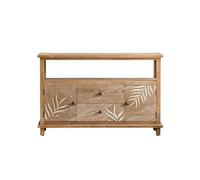 AERTSDFGT Mobile Buffet Moderno Credenza Da Buffet In Legno Rustico Boho In Foglia Di Palma, Consolle A 2 Ante E Cassetti Con Ripiani Aperti For Soggiorno, Sala Pranzo Ingresso