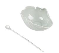 AERTSDFGT Tazzine da tè Piccole Set da tè in smalto verde antico, due pezzi, creativo, in ceramica con foglia di loto, semplice risveglio, accessori for cerimonie alta qualità Tazza da tè Kungfu