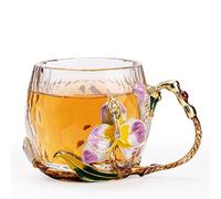 AERTSDFGT Tazzine da tè Piccole Tazza da tè in cristallo smaltato con taglio a terra e manico for tazza ospite, for bere Tazza da tè Kungfu