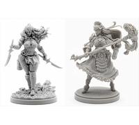 AERUIKJS 1/48 Antico Guerriero Femminile Samurai Kit di modellini in Resina Non Dipinto e Non assemblato Soldato in Resina (2 Persone) // K9U-6s5