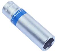 AERZETIX - Bussola 1/4x10mm Lunga/Allungata 6 Lati per Chiave/Cricchetto Manuale/Pneumatico - Corpo Cilindrico - Esagonale/Utensile Manuale - Acciaio CR-V - Argento - C46036