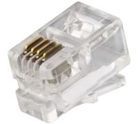 Aerzetix - C21517 - Set di 20 connettori per crimpare RJ9 4P4C a 4 pin per cornetta/cavo telefonico - spina/presa modulare - modem ADSL - colore trasparente