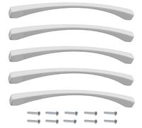 Aerzetix - C41414 - Set di 5 maniglie per porte mobili interasse 160mm - armadio cassetto design interno arredamento cucina soggiorno assemblaggio - in metallo - finitura bianco