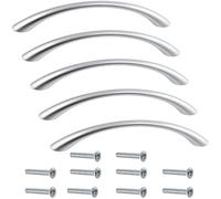 Aerzetix - C41461 - Set di 5 maniglie curve per porte mobili interasse 128mm - armadio cassetto design interno arredamento cucina soggiorno assemblaggio - in metallo - finitura argento opaco