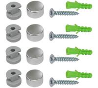 AERZETIX - C41694 - 4x Staffa a parete rotonda per fissaggio a specchio 180° Ø17mm - argento opaco
