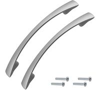 Aerzetix - C41707 - Set di 2 maniglie per porte mobili interasse 96mm - armadio cassetto design interno arredamento cucina soggiorno assemblaggio - in metallo - finitura argento opaco