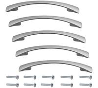 Aerzetix - C41707 - Set di 5 maniglie per porte mobili interasse 96mm - armadio cassetto design interno arredamento cucina soggiorno assemblaggio - in metallo - finitura argento opaco