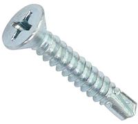 AERZETIX - C44690 - Set di 100 Viti per lamiera autoperforanti Ø3.9x25mm a testa fresata - DIN 7504 P - con impronta PH/cruciforme - in acciaio zincato - lamiera telaio metallico - colore argento