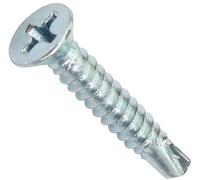 AERZETIX - C44695 - Set di 100 Viti per lamiera autoperforanti Ø4.2x25mm a testa fresata - DIN 7504 P - con impronta PH/cruciforme - in acciaio zincato - lamiera telaio metallico - colore argento