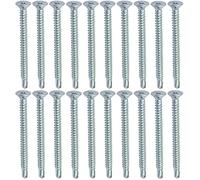 AERZETIX - C44708 - Set di 20 Viti per lamiera autoperforanti Ø4.8x60mm a testa fresata - DIN 7504 P - con impronta PH/cruciforme - in acciaio zincato - lamiera telaio metallico - colore argento