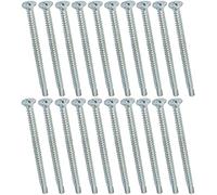 AERZETIX - C44710 - Set di 20 Viti per lamiera autoperforanti Ø4.8x80mm a testa fresata - DIN 7504 P - con impronta PH/cruciforme - in acciaio zincato - lamiera telaio metallico - colore argento