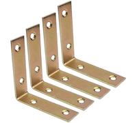 AERZETIX - C48444 - Set di 4 staffe di fissaggio a ''L'' 60x17x2mm con 4 fori - staffa a muro/sedia - staffa di montaggio/gamba 90° - binari di sospensione - acciaio zincato giallo
