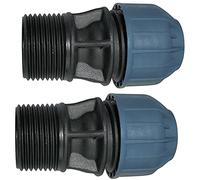 Aerzetix - C51922 - Set di 2 - Manicotto/Adattatore filettato - Riduttore a Compressione Diritto - connessione Filettatura Maschio 1'' - per Tubo Acqua Ø20mm - Polipropilene - connettore/riparatore