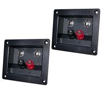 Aerzetix - C53553 - Set di 2 morsettiere/spine 2 banane x 2 jack 6.3mm terminale di incasso rettangolare per altoparlanti casse acustiche - 2 vie - per avvitare