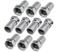 Aerzetix - C53749 - Set di 10 spine/connettori/raccordi SAT F ⌀7.2mm con O-ring - per avvitare - per cavo coassiale antenna satellitare televisione - lunghezza 20mm - colore argento - in metallo