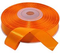 AERZETIX - C55580 - Rotolo di nastro di raso satinato 12mm x 25m - colore arancione - striscia di imballaggio regalo decorazione matrimonio compleanno festa - in poliestere