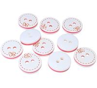 AERZETIX - C56684 - Set di 10 Bottoni per cucire rotondi "nastro" 13x3mm con 2 fori 20L L20 - colore rosa/bianco - apertura 1.8mm - in plastica - merceria/abbigliamento/cucito